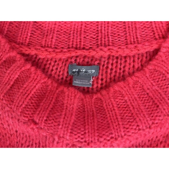 Aerie women Happy Place Cable Knit Sweater sz XS Salmon Pink Oversize Wool Blend - Picture 4 of 7